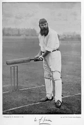 W.G. Grace, aus Berühmte Kricketspieler und Kricketplätze, veröffentlicht von Hudson und Kearns, 1895